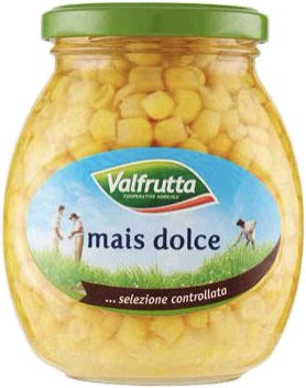 Maïs doux en grains en bocal de verre