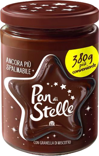 Crema Pan di Stelle al Cacao e Nocciole con Granella di Biscotto, 380 g.